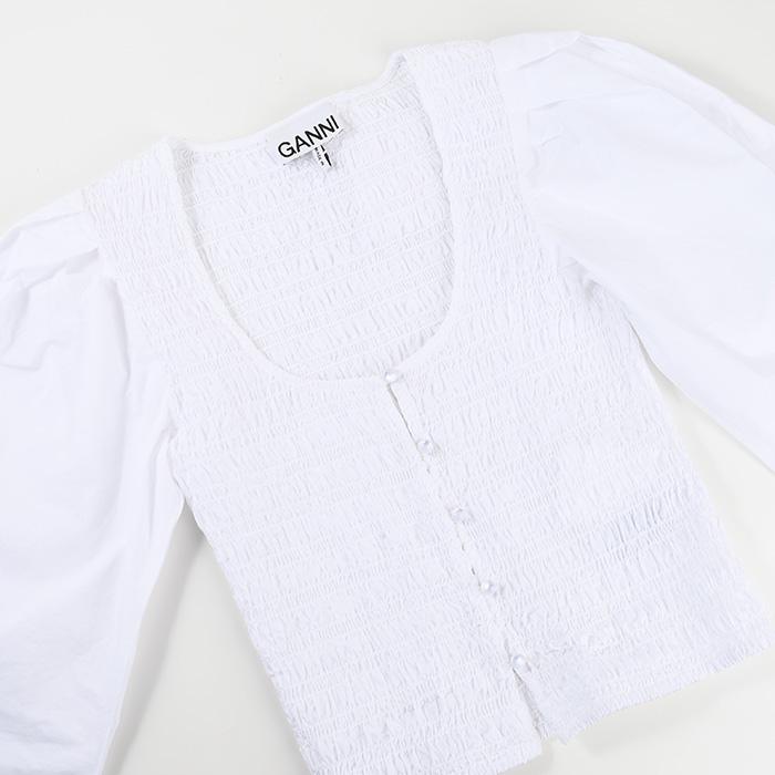 GANNI ガニー トップス ブラウス コットンポプリンスモーク GANNI ガニー トップス ブラウス コットンポプリンスモーク