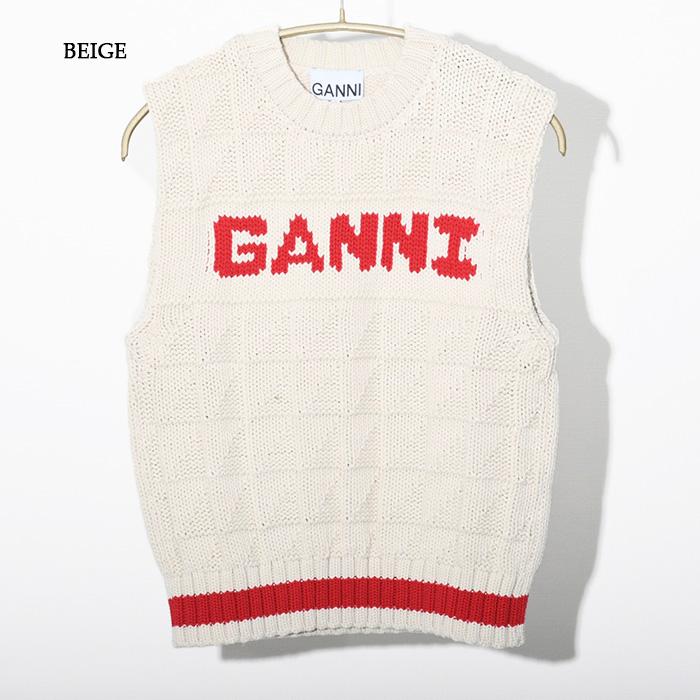 GANNI ガニー ニット ベスト COTTON ROPE VEST K レディース 春