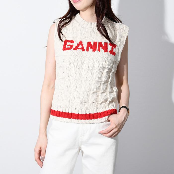 GANNI ガニー ニット ベスト COTTON ROPE VEST K1827 レディース 春
