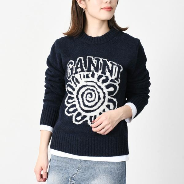 GANNI ガニー ニット セーター トップス FLOWER O-NECK KNIT GANNI ガニー ニット セーター トップス FLOWER O-NECK KNIT