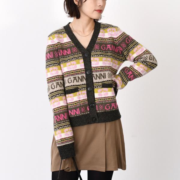 GANNI ガニー ニット カーディガン トップス ウールミックス 