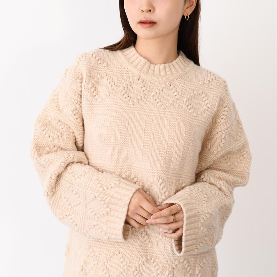 GANNI（ガニー） ニット トップス セーター WOOL COTTON BUBBLE O-NECK