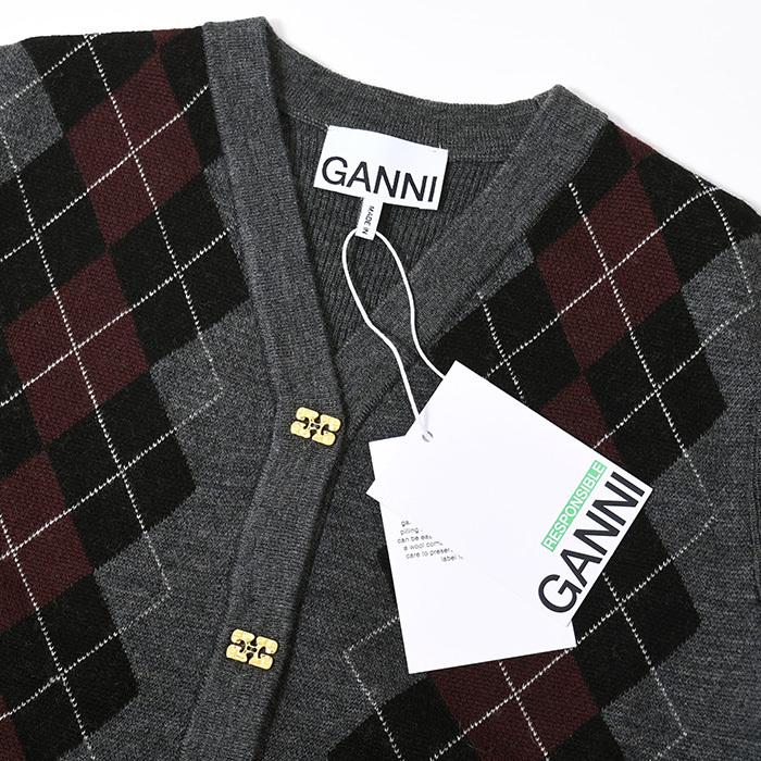 GANNI（ガニー） カーディガン トップス ARGYLE KNIT CARDIGAN K2284