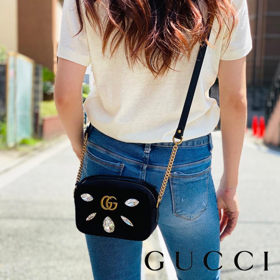 Gucci グッチ マーモント ミニ バッグ Bag Black ブラック 黒 ショルダーバッグ ベルベット ビジュー Gucci Mkmini セレクトショップ Felice Yahoo 店 通販 Yahoo ショッピング