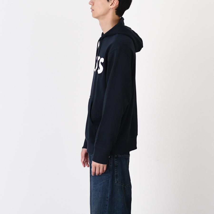 BOSS ネイビーパーカー フード付き Next：日本 ネイビー ブルー - BOSS レギュラーフィット ロゴ パーカー