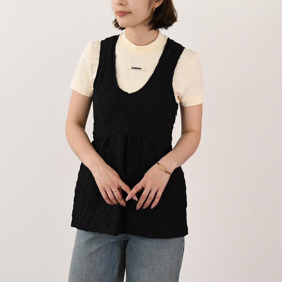 【美品】  JACQUEMUS / ジャックムス | LE T-SHIRT PINO クロップド トップ Tシャツ | XS | ブラック | レディース Jacquemus - Le T-shirt Pino cotton cropped top Jacquemus