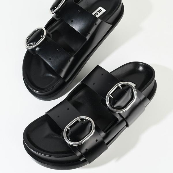 JIL SANDER ブラック レザーサンダル JIL SANDER - ジル サンダー JIL SANDER クロッグサンダル レザー