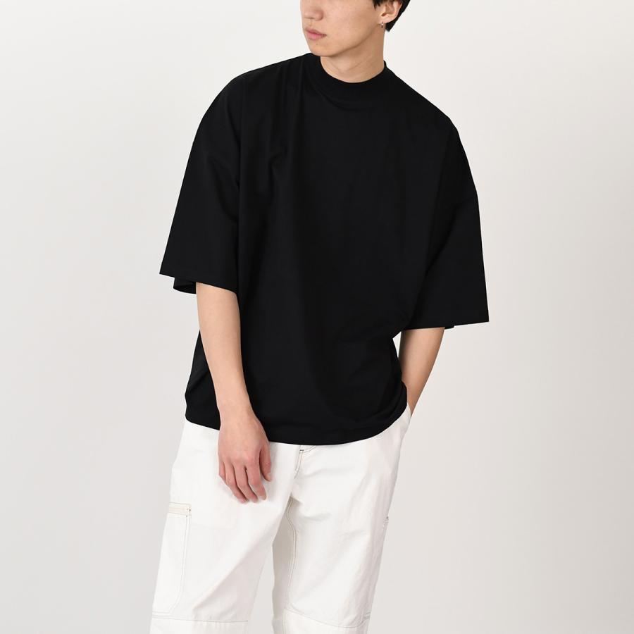 ◆JIL SANDER◆ ブラック モックネック コットン Tシャツ JIL SANDER JILSANDER ジルサンダー トップス Tシャツ モック