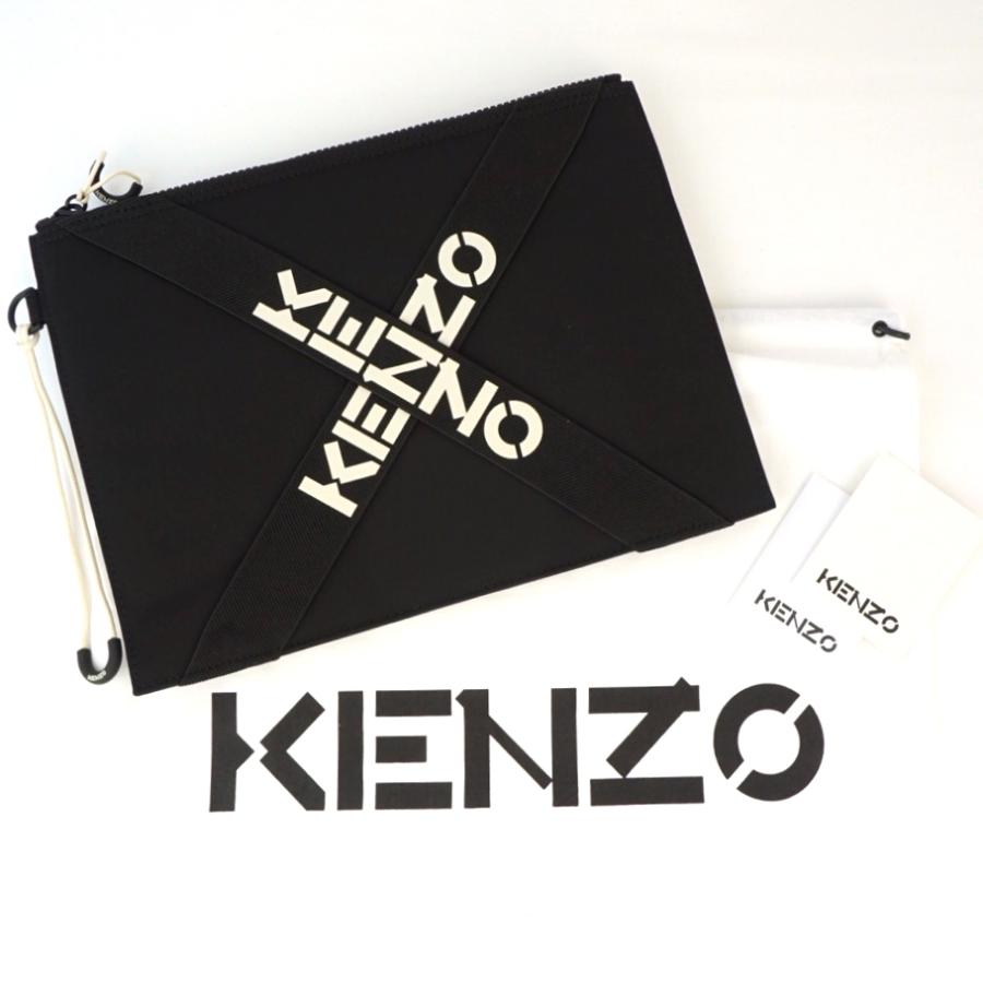 KENZO ケンゾー TAPE ロゴ クラッチ バッグ BLACK ブラック ベージュ 