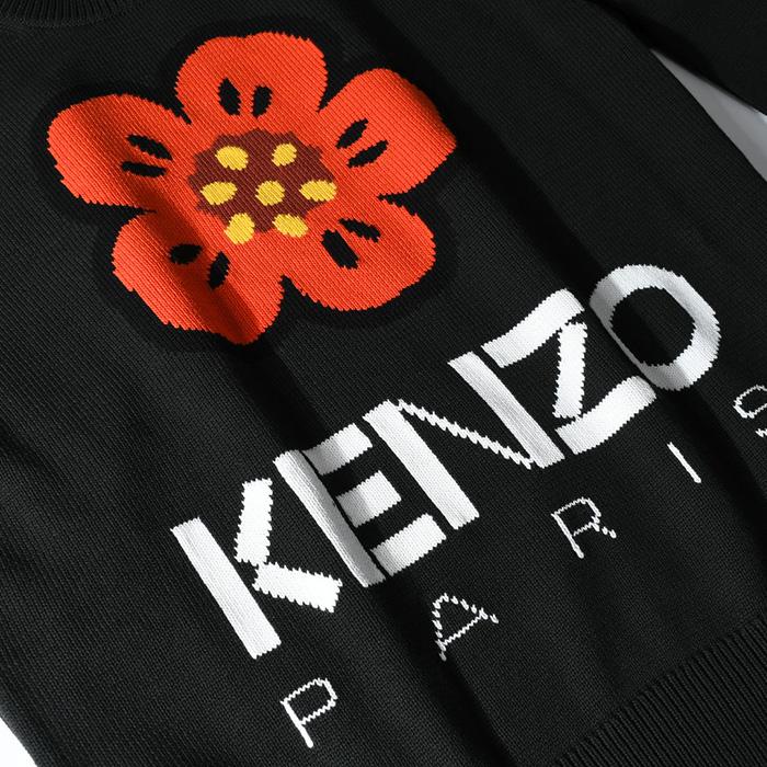 KENZO ケンゾー ニット BOKE FLOWER FD55PU3803LC メンズ BLACK ブラック 黒 セーター ロゴ コットンセーター  花柄 長袖 秋冬 人気