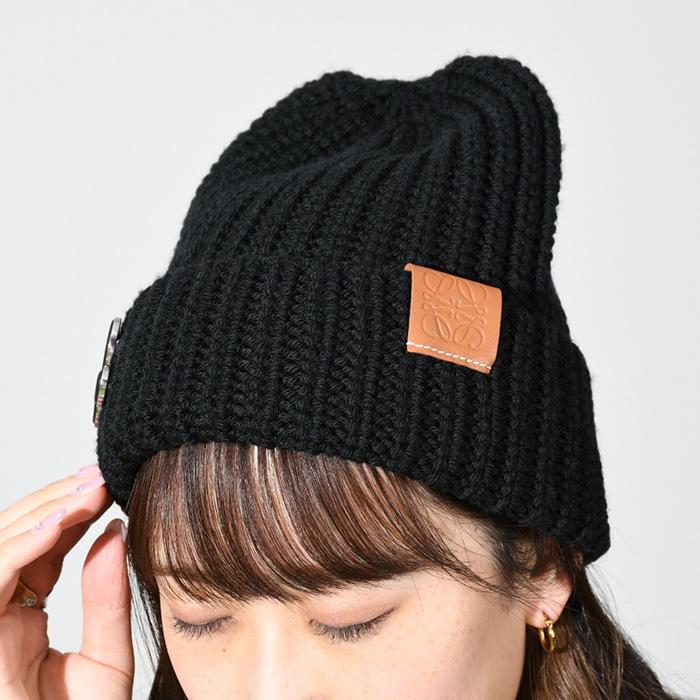 LOEWE ロエベ ニット帽 アナグラムブローチ ウールビーニー F000487XEK