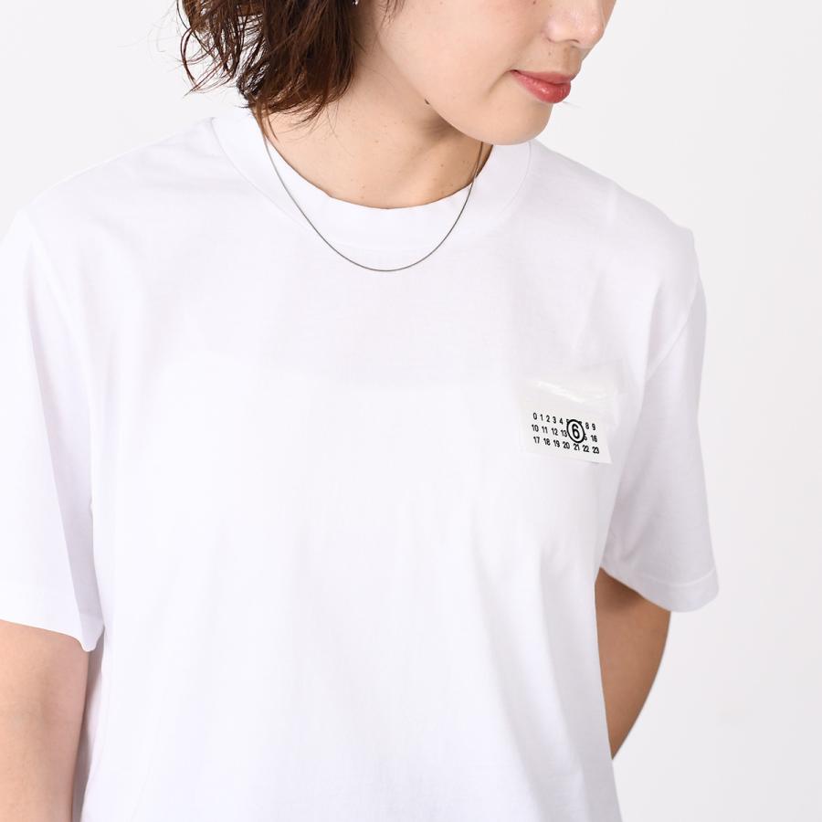 エムエムシックス MM6 テープドラベル ナンバリングロゴ 半袖Tシャツ 衣料品 トップス コットン レディース ブラック系 S62GD0210M20115900M 【新品】 ナンバリングロゴ 半袖Tシャツ コットン ブラック エムエムシックス