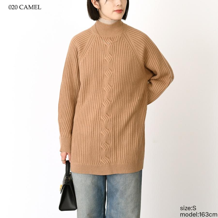 Max Mara マックスマーラ ニット ALCAZAR ウールカシミアニット 1366202600 レディース CAMEL キャメル ベージュ ケーブルニット ハイネック 爆買の画像