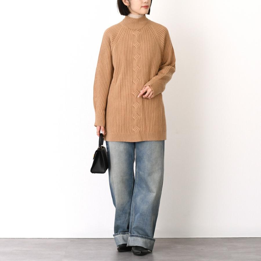Max Mara マックスマーラ ニット ALCAZAR ウールカシミアニット 1366202600 レディース CAMEL キャメル ベージュ ケーブルニット ハイネック 爆買の画像