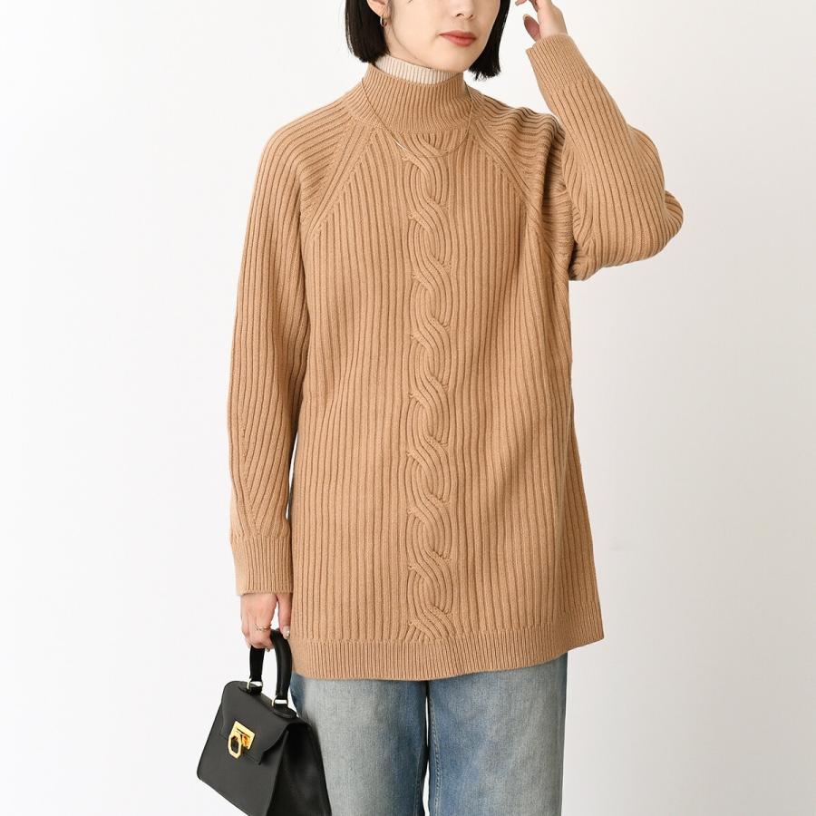 Max Mara マックスマーラ ニット ALCAZAR ウールカシミアニット 1366202600 レディース CAMEL キャメル ベージュ ケーブルニット ハイネック 爆買の画像