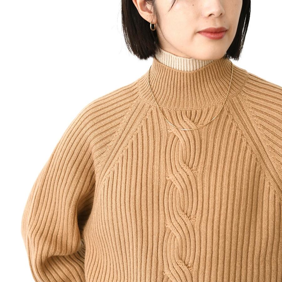 Max Mara マックスマーラ ニット ALCAZAR ウールカシミアニット 1366202600 レディース CAMEL キャメル ベージュ ケーブルニット ハイネック 爆買の画像