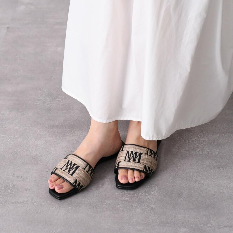 【MaxMara】マックスマーラ GUMC サンダル　シルバー Max Mara（マックスマーラ） サンダル LOGOSLIDE ジャカードラフィア