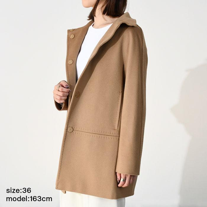 Max Mara マックスマーラ キャメル100 スタンドカラー コート ロング 