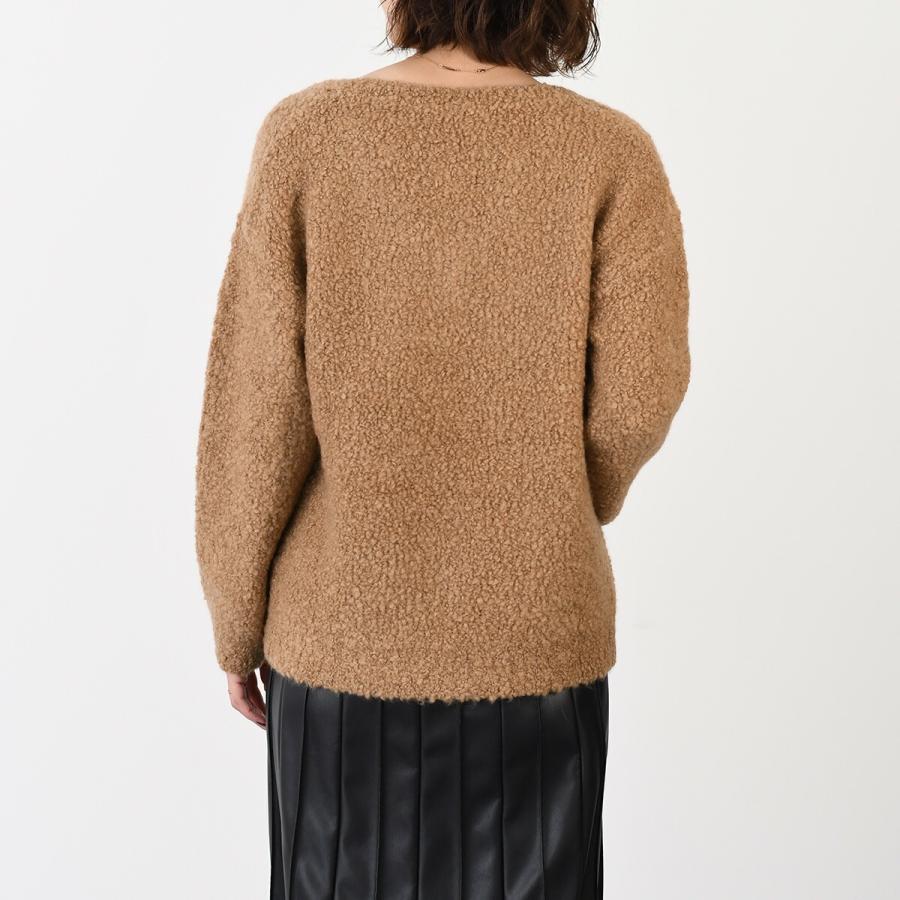 Max Mara マックスマーラ トップス ニット PANTERA ブークレ シルク Vネック セーター 1366092600 レディース キャメル ウール 長袖 秋冬 爆買の画像