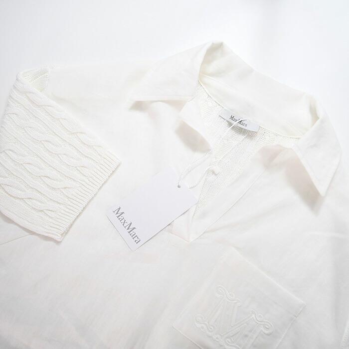マックスマーラ / レースアップ袖 シャツ 白 オーバーサイズ ホワイト Max Mara マックスマーラ / レースアップ袖 シャツ 白 オーバー