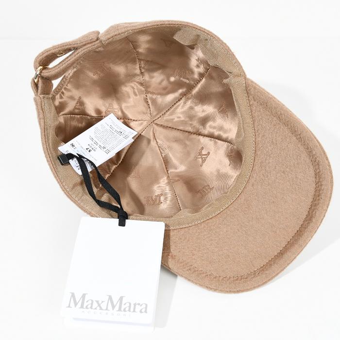Max Mara マックスマーラ キャップ 帽子 PISA カシミヤベースボールCAP レディース 女性 キャメル ベージュ カシミア シンプル  刺しゅう ロゴ カジュアル 人気