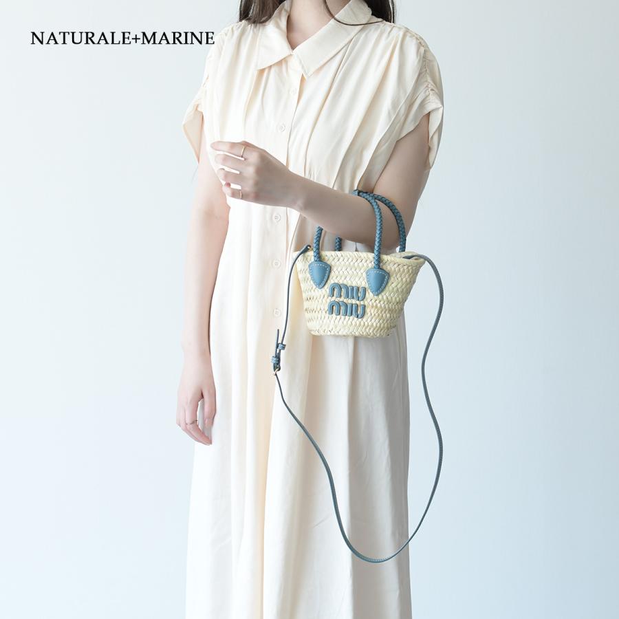 MIU MIU ミュウミュウ バッグ かごバッグ ラフィア ミニかごバッグ 5BA2822DDH レディース ホワイト ブラウン ブルー ミニバッグ 春夏 おすすめ 人気｜selectshopfelice｜03