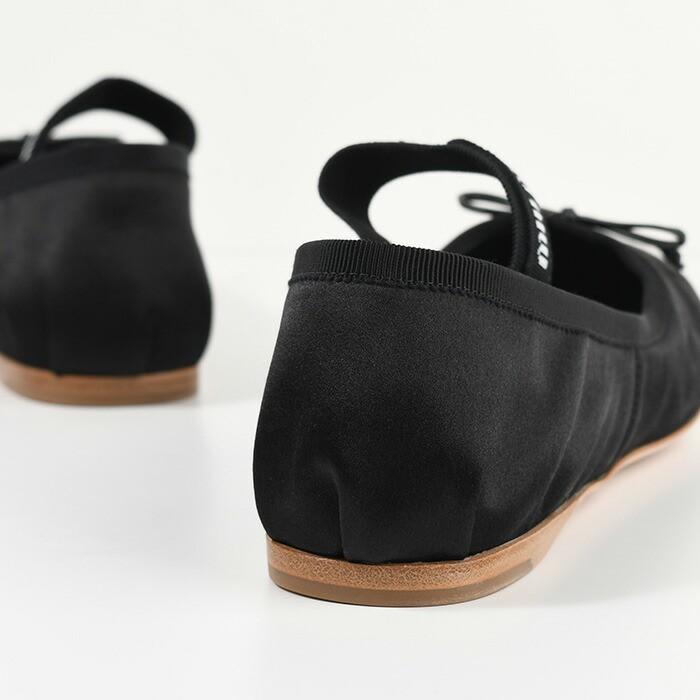 MIU MIU ミュウミュウ シューズ バレエシューズ サテンバレリーナ 5F794D QU6 レディース ブラック シルクサテン フラット 爆買の画像