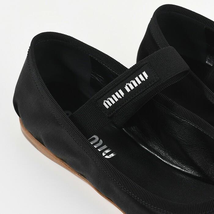 MIU MIU ミュウミュウ シューズ バレエシューズ サテンバレリーナ 5F794D QU6 レディース ブラック シルクサテン フラット 爆買の画像
