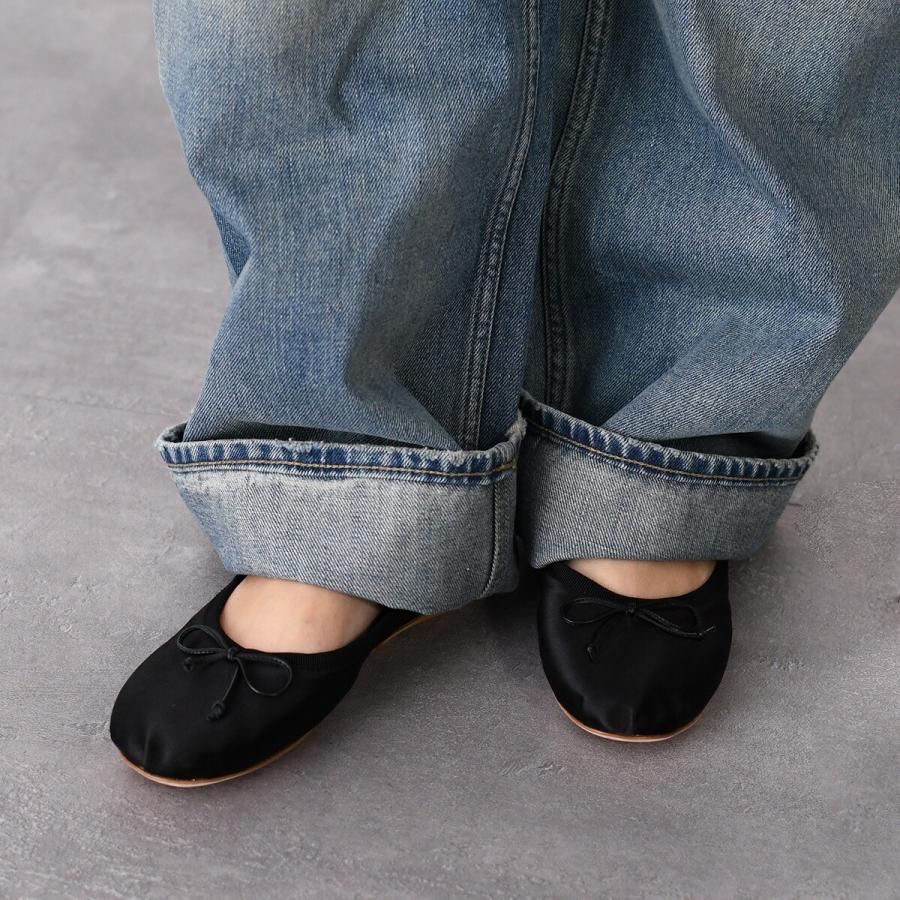 MIU MIU ミュウミュウ シューズ バレエシューズ サテンバレリーナ 5F794D QU6 レディース ブラック シルクサテン フラット 爆買の画像