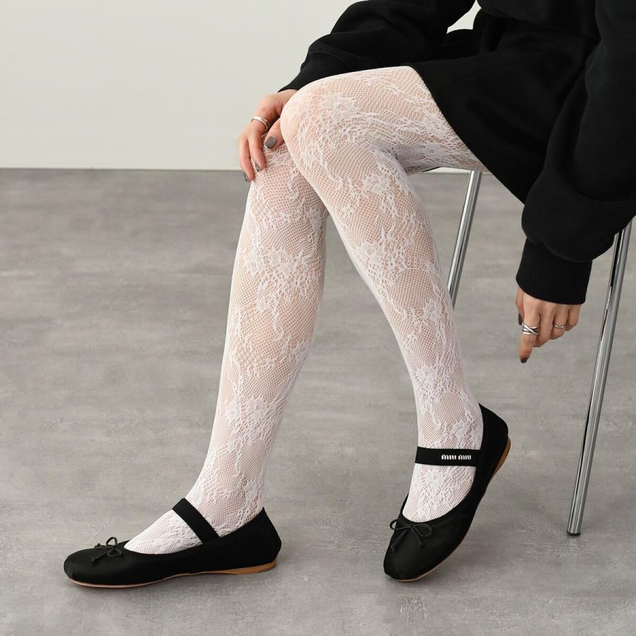 MIU MIU ミュウミュウ シューズ バレエシューズ サテンバレリーナ 5F794D QU6 レディース ブラック シルクサテン フラット 爆買の画像
