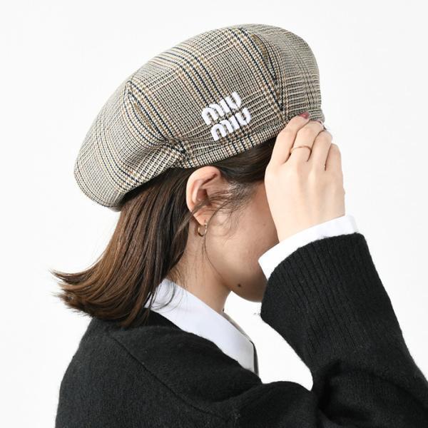 miu MIU ミュウミュウ ハット 帽子 ベレー帽 チェックウールHAT