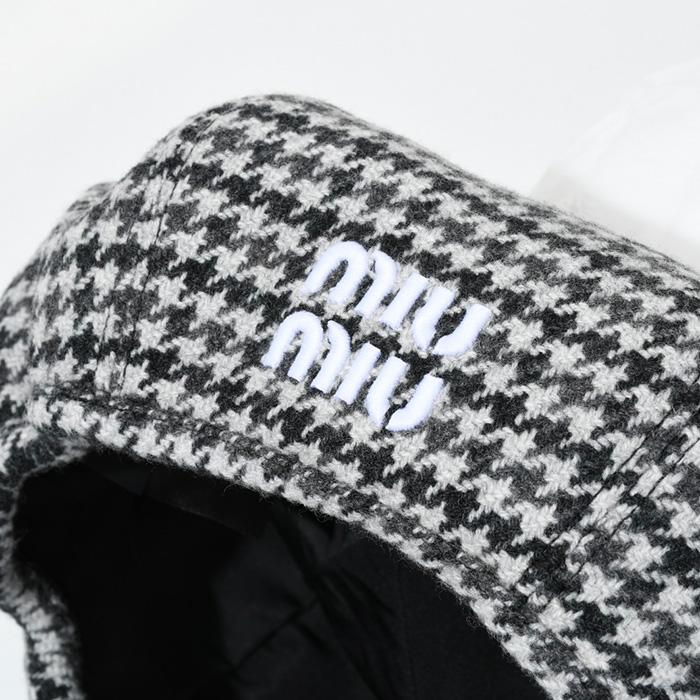 miu MIU ミュウミュウ ハット 帽子 ベレー帽 ハウンドトゥース miu MIU ミュウミュウ ハット 帽子 ベレー帽 ハウンドトゥース