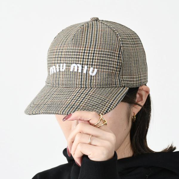 MIU MIU ミュウミュウ キャップ 帽子 5HC179 2F82 ウェールズチェック 