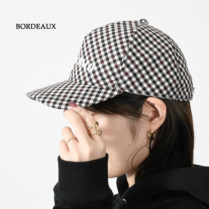 MIU MIU ミュウミュウ キャップ ギンガムチェックベースボールCAP 5HC179 2F84 レディース BORDEAUX ボルドー 帽子 ギンガムチェック 人気｜selectshopfelice｜02