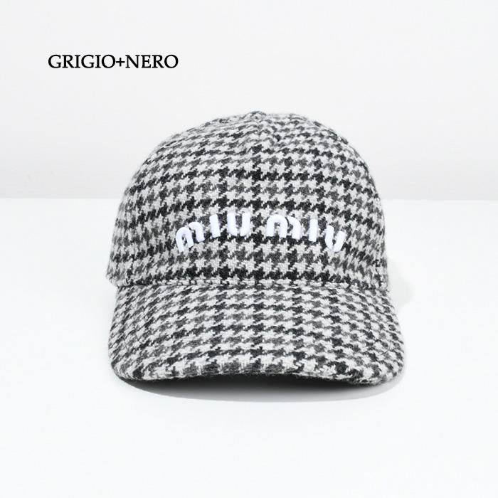 MIU MIU ミュウミュウ 帽子 キャップ チェックウールCAP 5HC179 2F87 レディース GRIGIO NERO グレー ブラック 千鳥 秋冬 人気 おすすめ｜selectshopfelice｜03