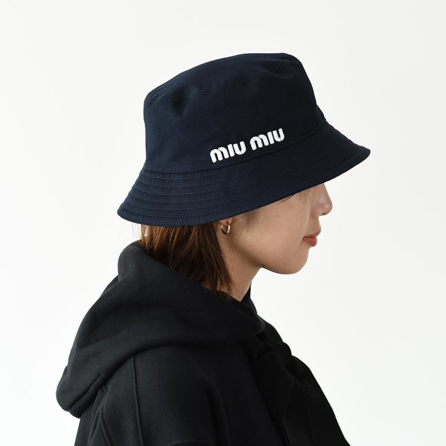 MIU MIU ブラック バケットハット Mサイズ miu miumiu ミュウミュウ バケットハット 帽子 レディース