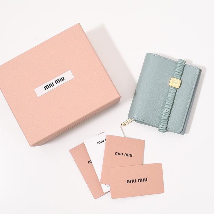 miu MIU ミュウミュウ 財布 ウォレット レザーバンド付き 三