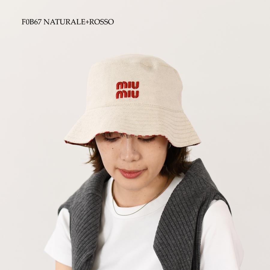 miu miu ベージュ バケットハット 収納袋付き miu miumiu ミュウミュウ バケットハット 帽子 レディース