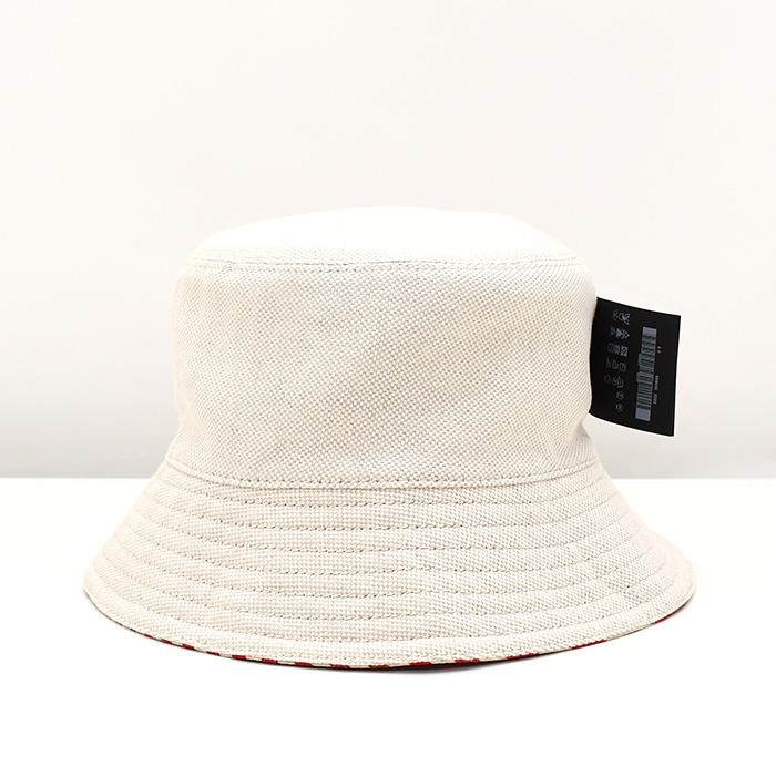 MIU MIU ホワイト バケットハット miu miu（ミュウミュウ） 帽子 ストライプリネンブレンド バケット