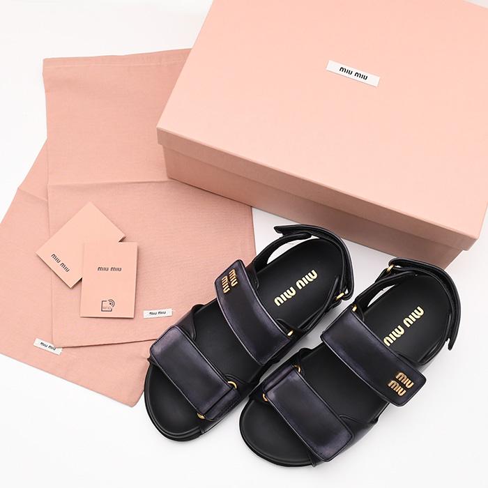 miu miu（ミュウミュウ） サンダル レザー スポーツサンダル ダブル