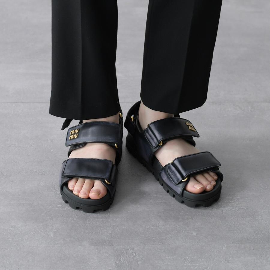 miu miu（ミュウミュウ） サンダル レザーサンダル ダブルストラップ