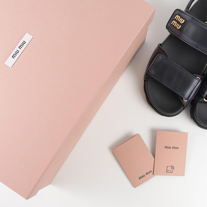 miu MIU ミュウミュウ サンダル レザーサンダル ダブル miu MIU ミュウミュウ サンダル レザーサンダル ダブル
