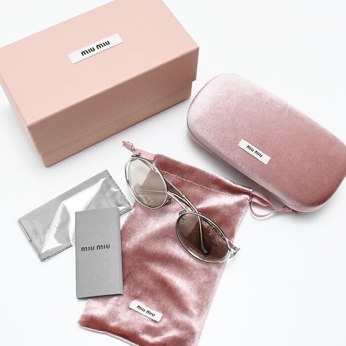 MIU MIU ミュウミュウ アイウェア サングラス MU 52YS レディース シルバー ロゴ UVカット 爆買の画像