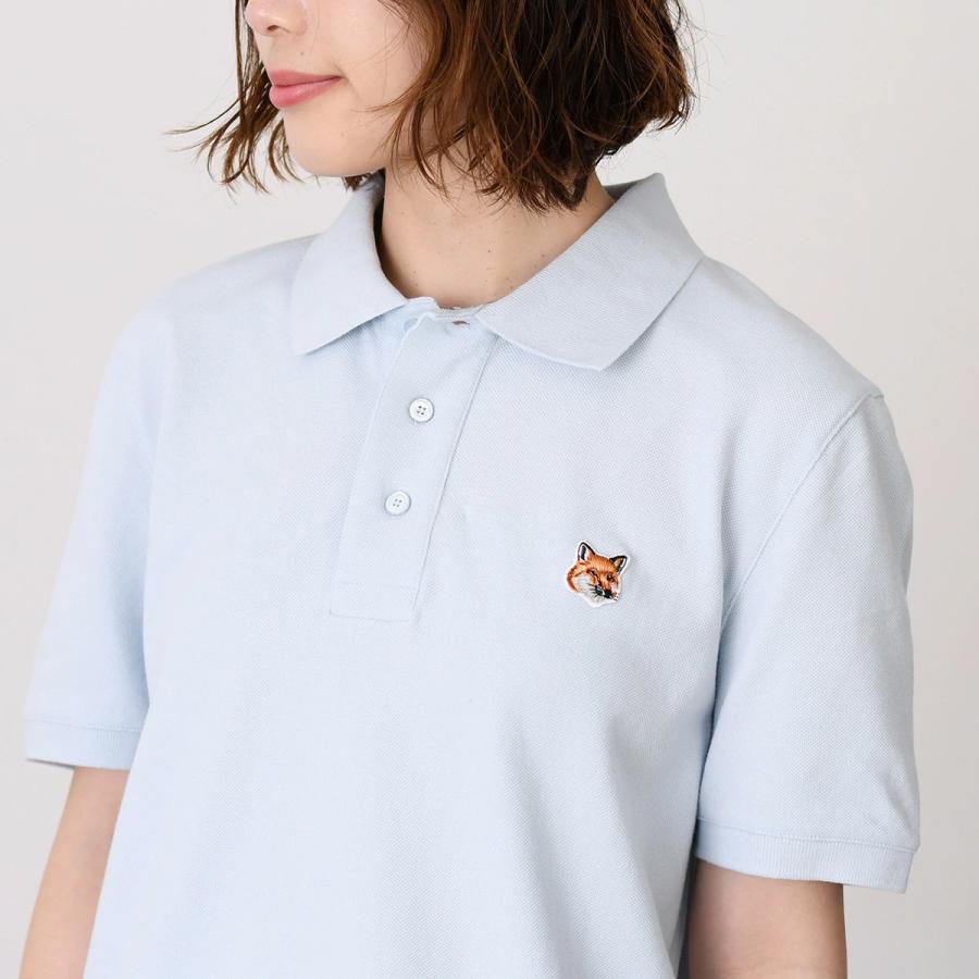 メゾンキツネ　トリコロールフォックス　ユニセックス　ポロシャツ　L　ホワイト MAISON KITSUNE メゾンキツネ ポロシャツ 男女兼用 半袖