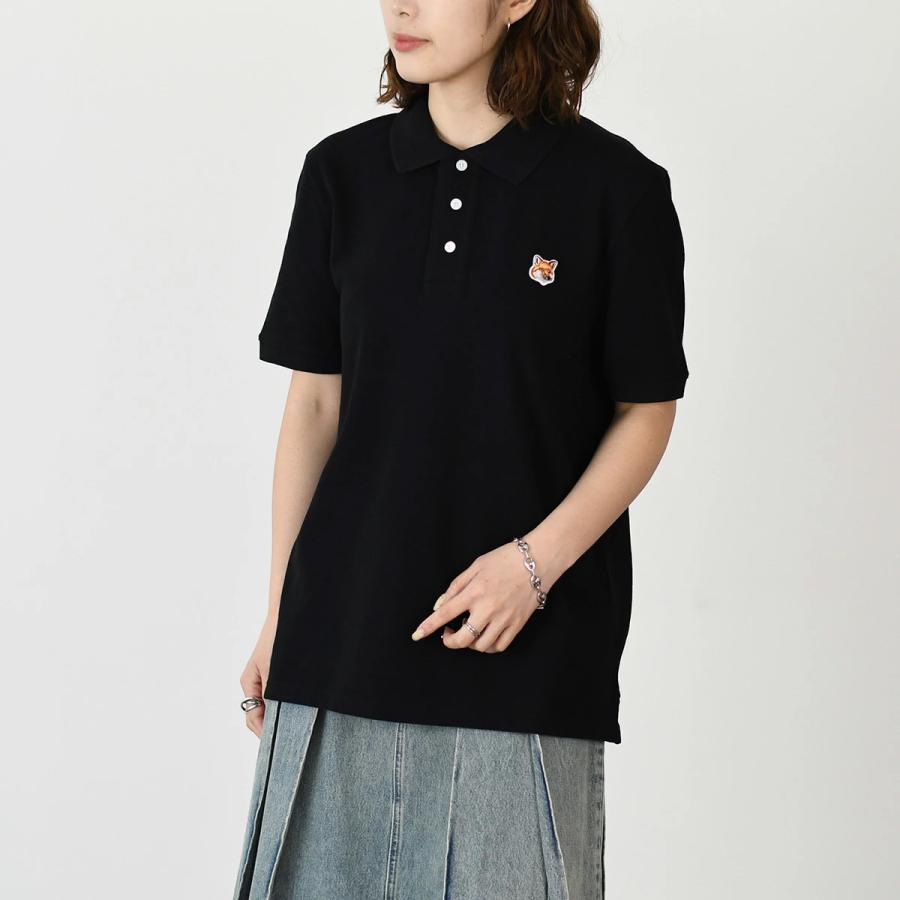 メゾンキツネ ポロシャツ ダブルフォックス L 黒 MAISON KITSUNE MAISON KITSUNE メゾンキツネ ポロシャツ BOLD FOX HEAD PATCH