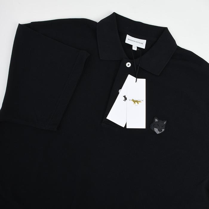 美品　メゾンキツネ　ポロシャツ　S　ブラック MAISON KITSUNE メゾンキツネ ポロシャツ BOLD FOX HEAD PATCH