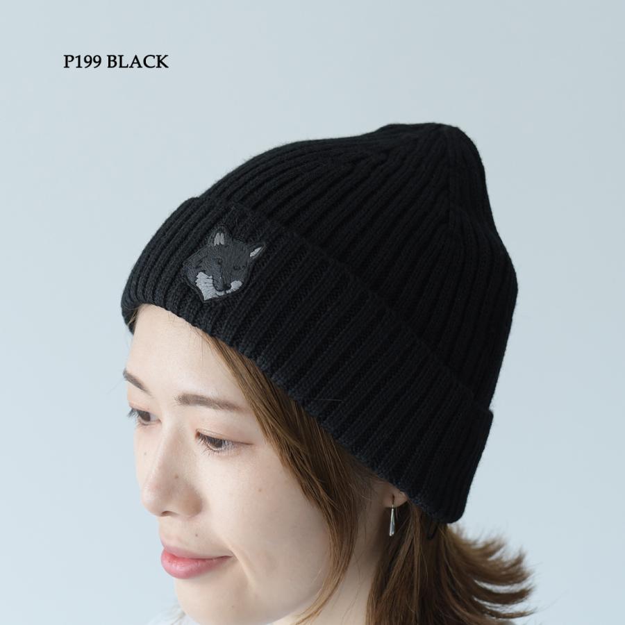 MAISON KITSUNE メゾン キツネ リブビーニー ニット帽 ボールド MAISON KITSUNE メゾン キツネ リブビーニー ニット帽 ボールド