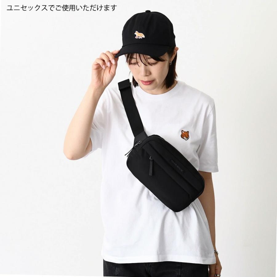 MAISON KITSUNE メゾン キツネ ポシェット バッグ ナイロン バムバッグ QU05113 WB0043 メンズ ユニセックス ブラック ナイロン クロスボディ ベルトバッグ 爆買の画像