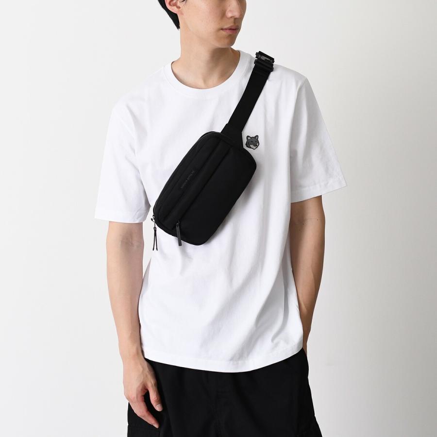 MAISON KITSUNE メゾン キツネ ポシェット バッグ ナイロン バムバッグ QU05113 WB0043 メンズ ユニセックス ブラック ナイロン クロスボディ ベルトバッグ 爆買の画像