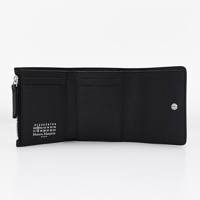 MAISON MARGIELA メゾン マルジェラ 折り財布 ミニ財布 コンパクト財布 ZIP付 3つ折り 財布 SA3UI0010P4455 メンズ ブラック 4ステッチ 人気 おすすめの画像
